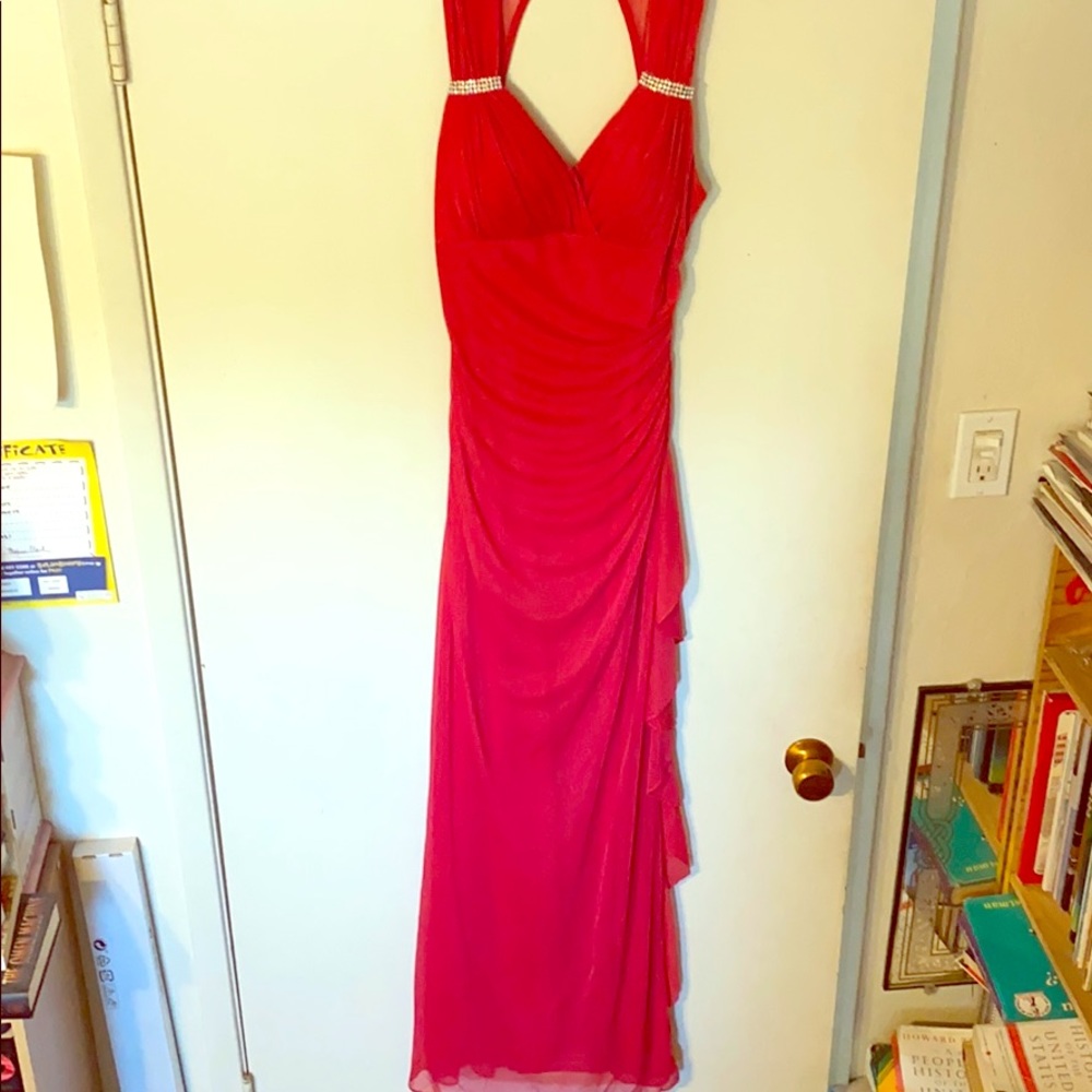 Red long prom dress